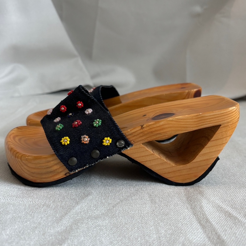 Vintage 90’s wooden clog sandal heel - Picture 5 of 8